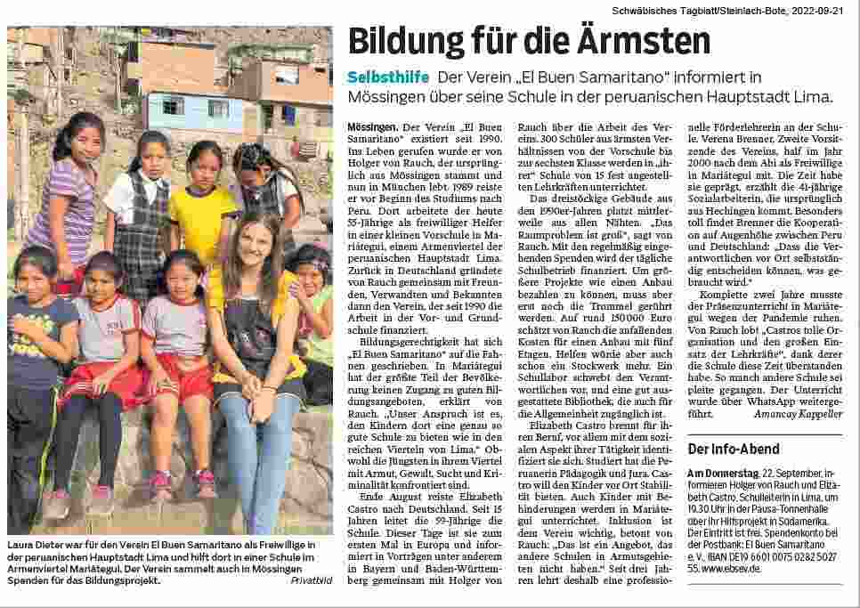 Download PDF (0,8 MB) Zeitungsartikel zu El Buen Samaritano e.V.